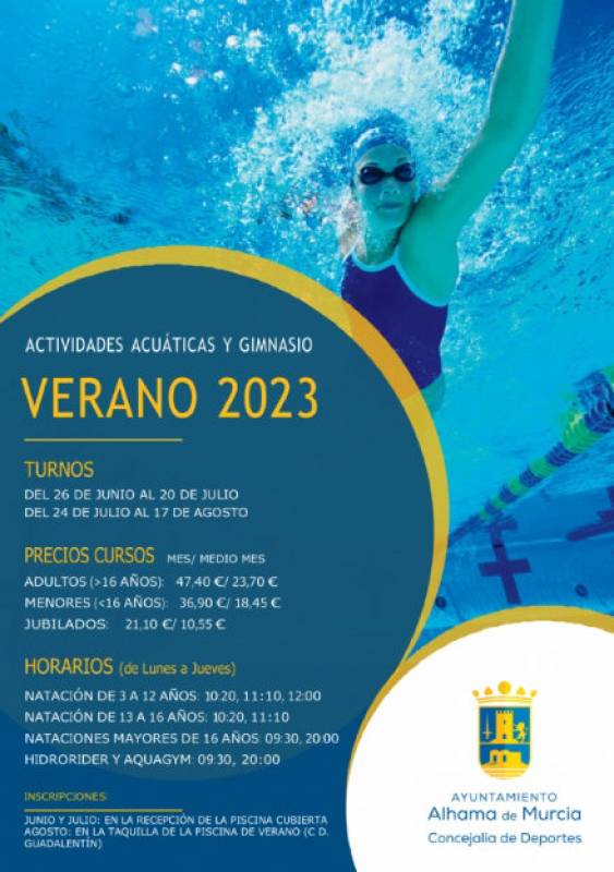 Municipal swimming pools and gymnasium in Alhama de Murcia summer 2023