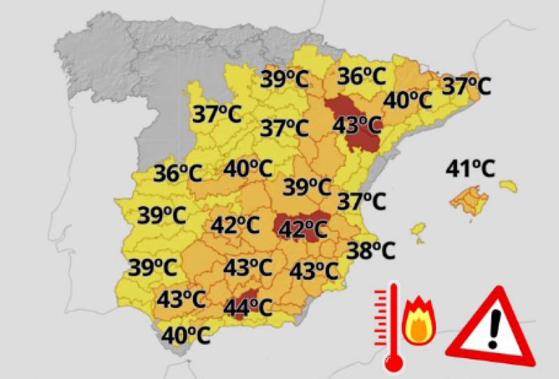 Alicante weather warnings upgraded due to soaring temperatures: Wednesday July 12