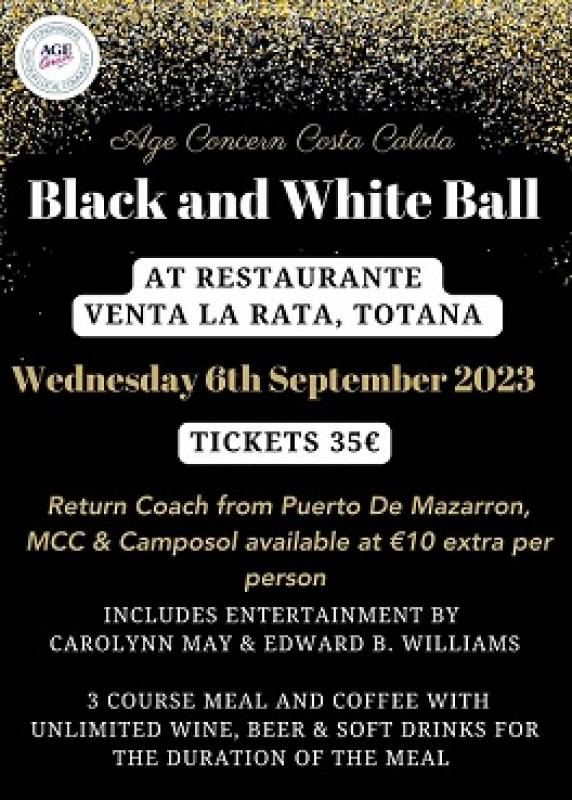 September 6 Age Concern Black and White Ball at Venta La Rata Restaurant, Totana