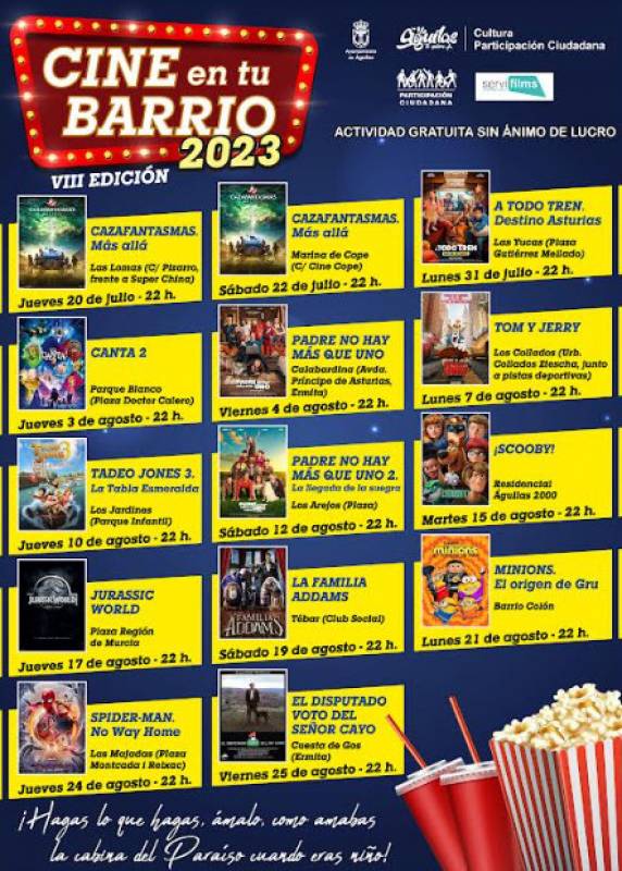 Until August 25 Open-air cinema in Aguilas