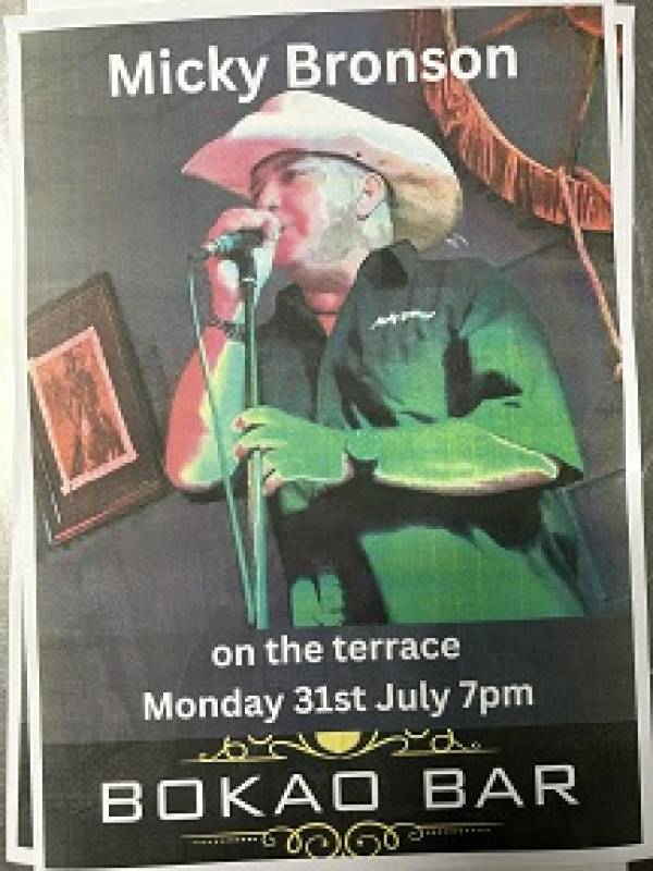 July 31 Micky Bronson at the Bokao Bar, Condado de Alhama Golf Resort