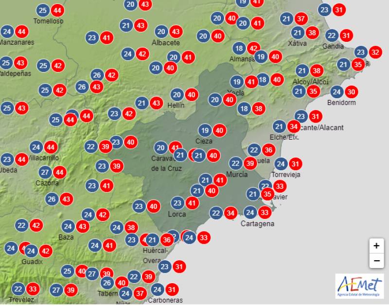 Cool start gives way to scorching temperatures: Murcia weather forecast Aug 7-10