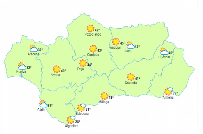 Highs of 45 degrees as heatwave takes hold: Andalucia weather forecast Aug 7-10
