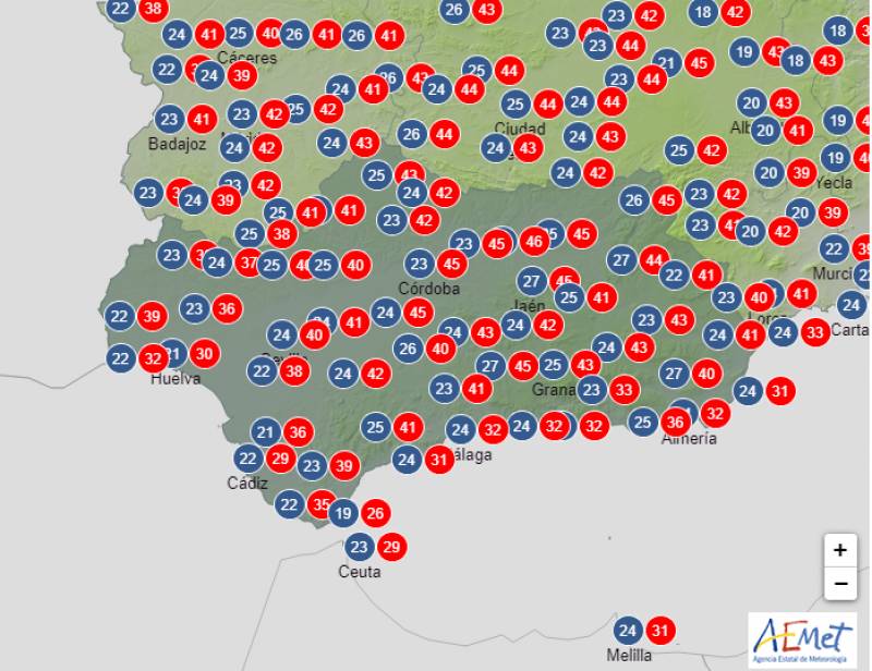 Highs of 45 degrees as heatwave takes hold: Andalucia weather forecast Aug 7-10