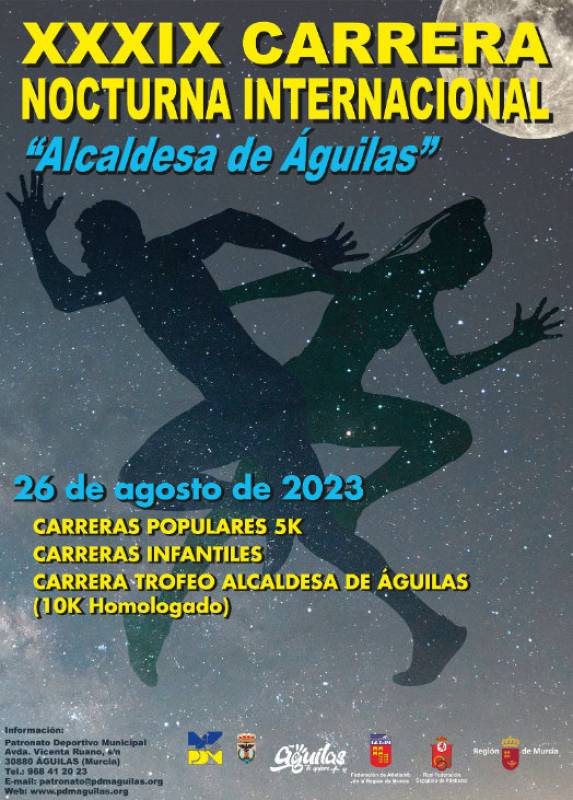 August 26 Alcaldesa de Aguilas night running races for all ages and categories