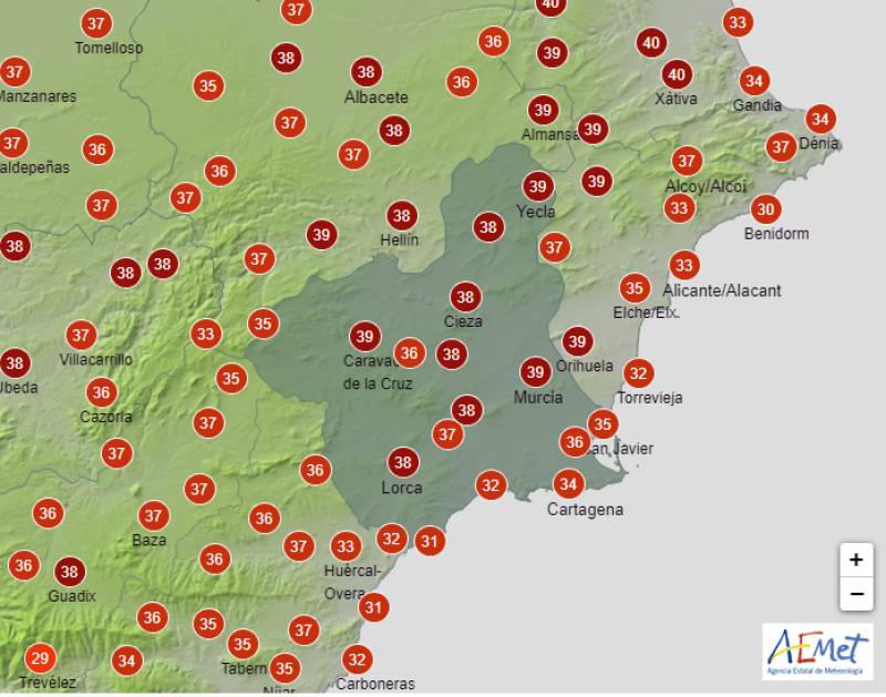 Final burst of heat before temperatures plummet: Murcia weather forecast Aug 24-27