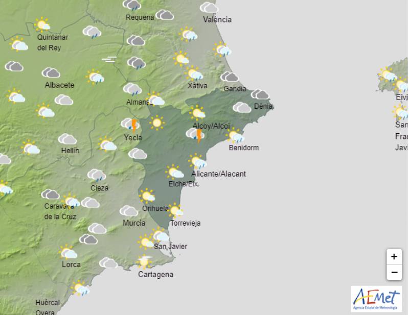 Rain and stormy intervals this weekend: Alicante weather forecast Sept 14-17