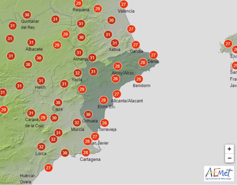 Temperatures climb back into the 30s: Alicante weather forecast Sept 28-Oct 1