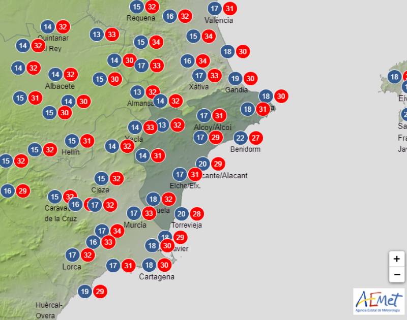 Temperatures climb back into the 30s: Alicante weather forecast Sept 28-Oct 1