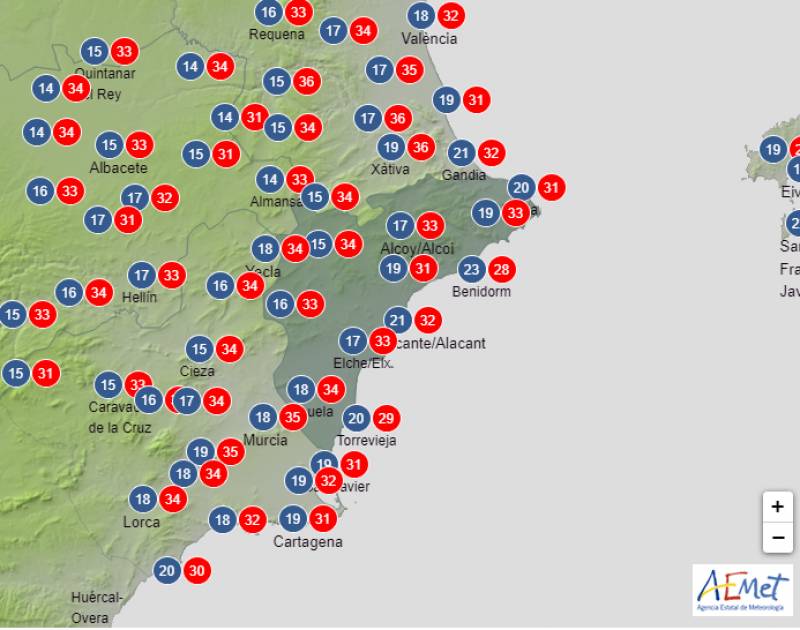 Temperatures climb back into the 30s: Alicante weather forecast Sept 28-Oct 1