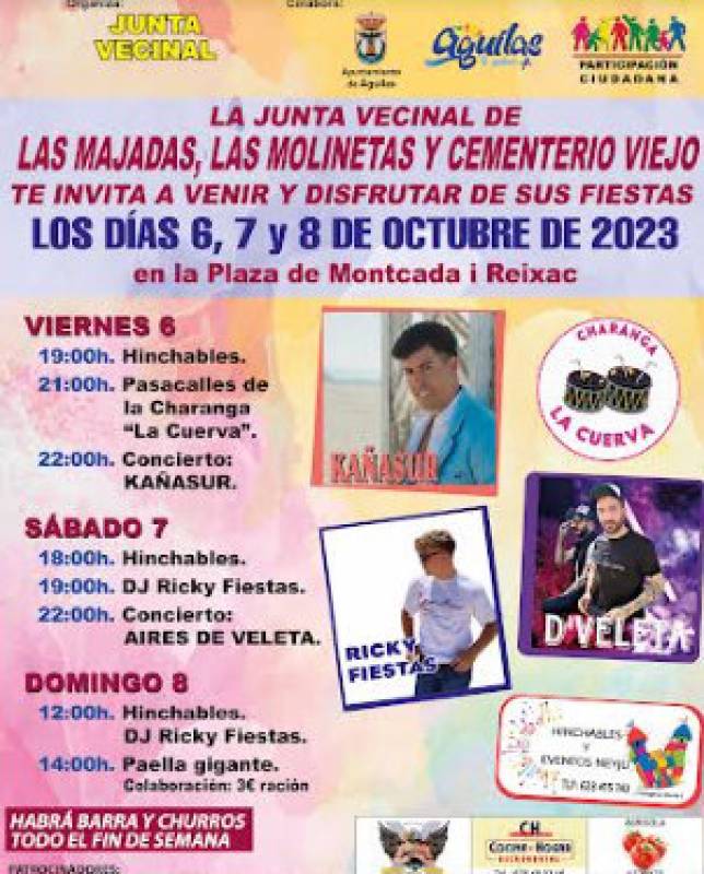 October 6 to 8 Local fiestas in the Aguilas districts of Las Majadas and Las Molinetas