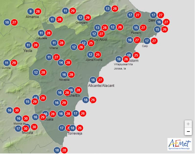 Sunny skies and balmy temperatures: Alicante weather forecast Oct 9-12