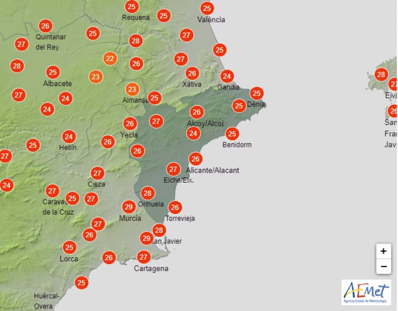 Warm start before the rain and cold arrives: Alicante weather forecast Oct 16-19
