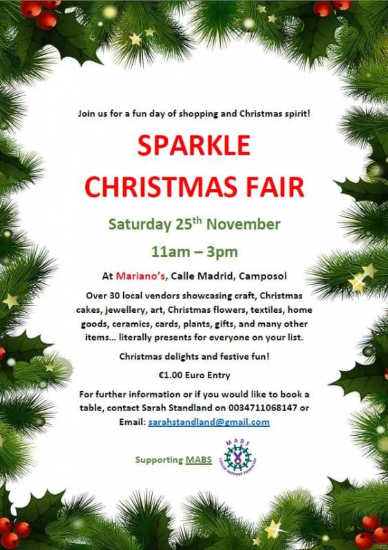 November 25 Sparkle Christmas Fair at Marianos Restaurant Camposol