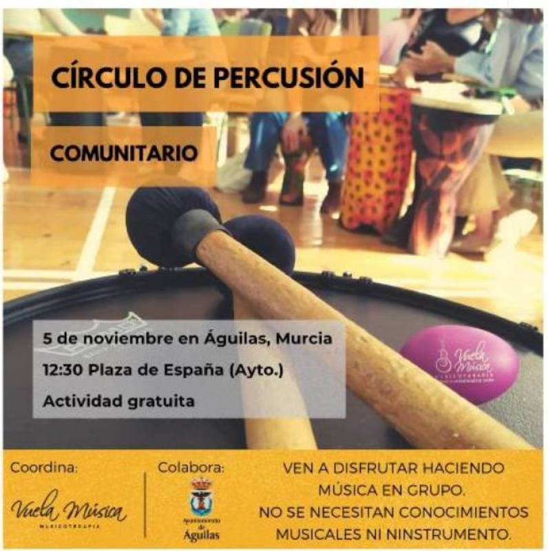 November 5 Free community percussion circle in Aguilas