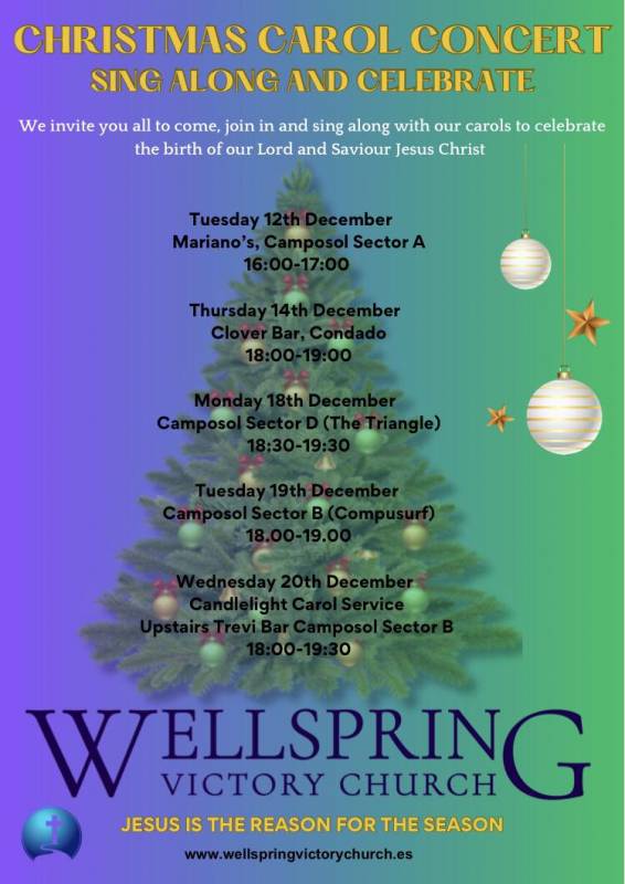 December various dates Wellspring Victory Church Christmas Carol concerts