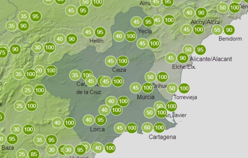 Nights finally drop to zero degrees in Murcia: Weekly weather forecast November 20-26