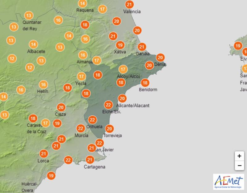 Temperatures fall below 20 degrees: Alicante weather forecast Nov 20-23