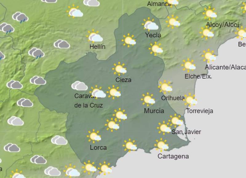 Murcia weekly weather forecast December 4-10: Sun and showers all week long