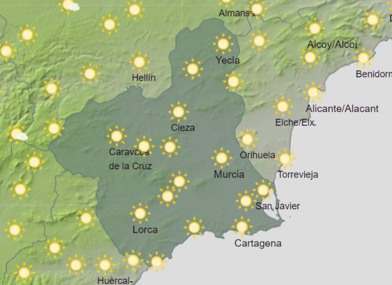 30 degrees in the run-up to Christmas: Murcia weekly weather forecast December 11-17