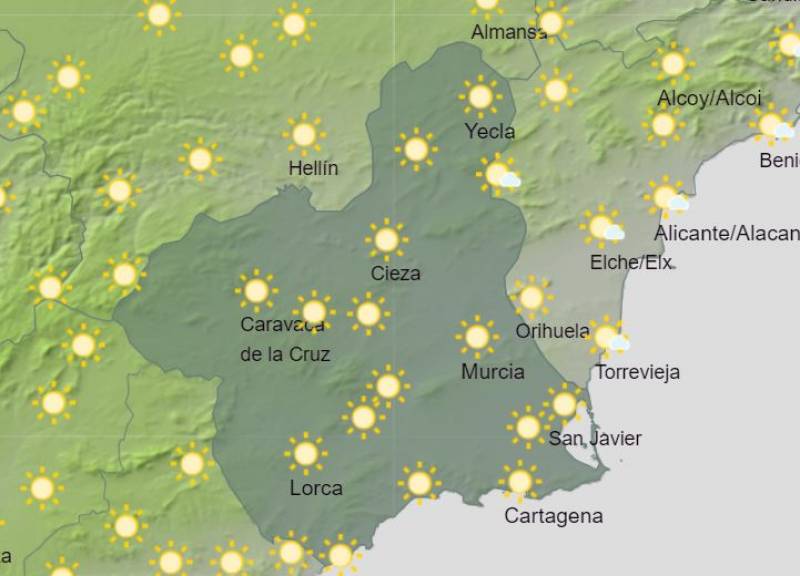 Murcia weekend weather forecast December 14-17: Sunny days and chilly nights