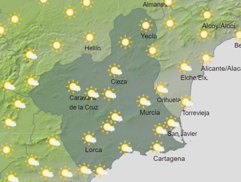 Murcia Christmas weather forecast December 21-26