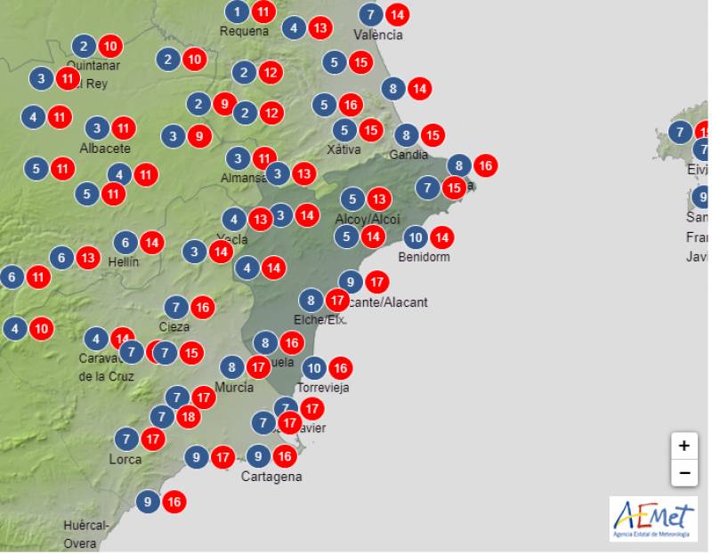 Alicante starts the week with heavy rain: weather forecast Jan 8-11