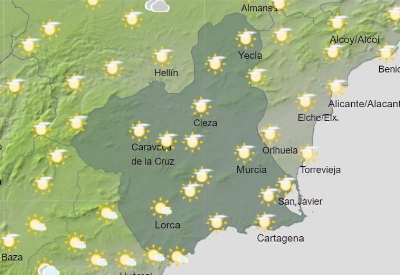 Temperatures to reach 26 degrees this weekend: Murcia weather forecast January 11-14