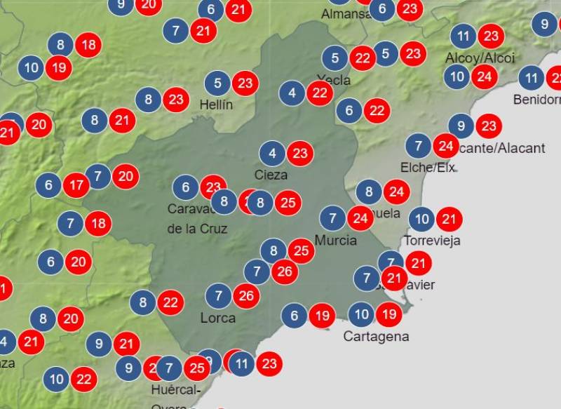 Temperatures to reach 26 degrees this weekend: Murcia weather forecast January 11-14