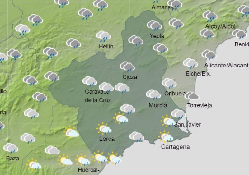 Wind and rain bring the cold again: Murcia weekly weather forecast January 15-21