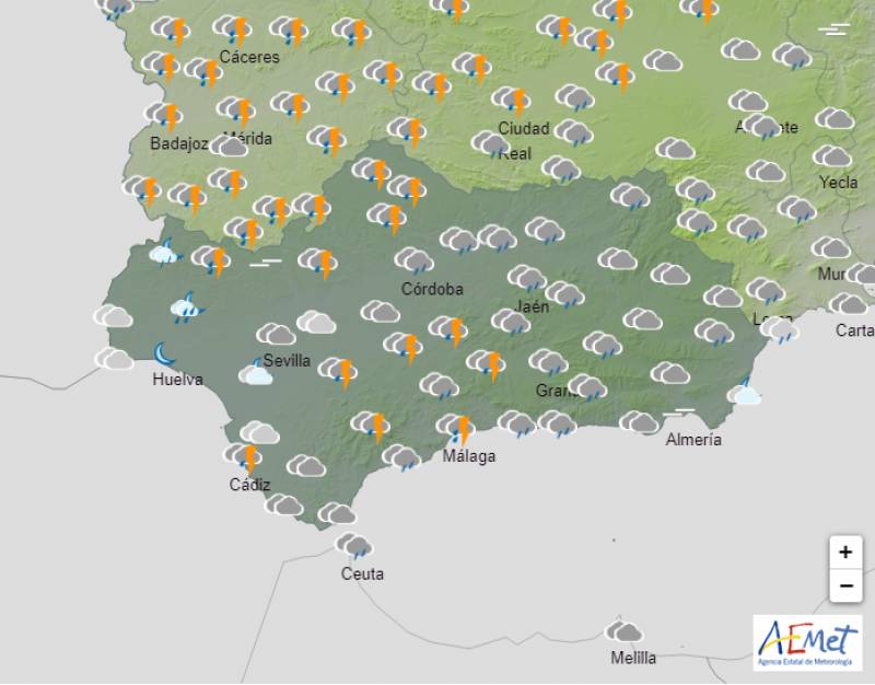 Torrential rain puts most of Andalucia on high alert: Weather forecast Jan 19-21