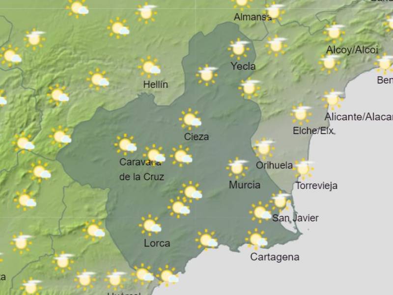 Murcia weekend weather forecast January 25-28