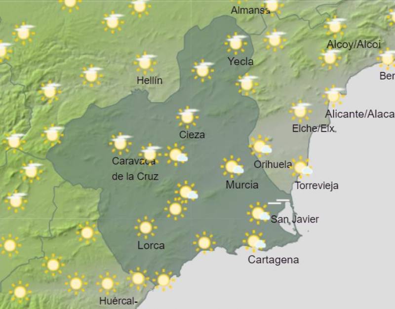 Murcia weekend weather forecast January 25-28