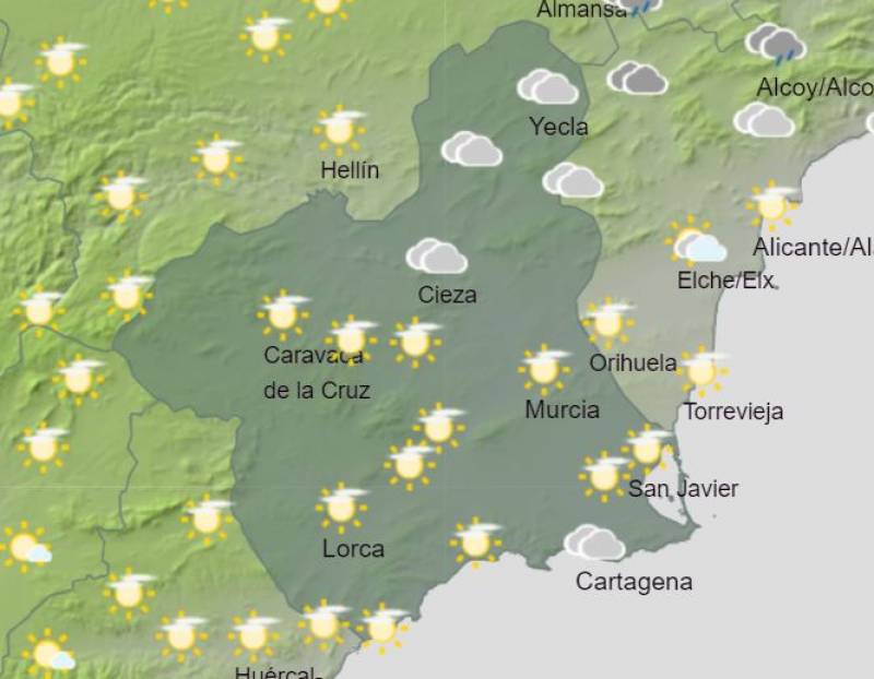 Murcia weekend weather forecast January 25-28