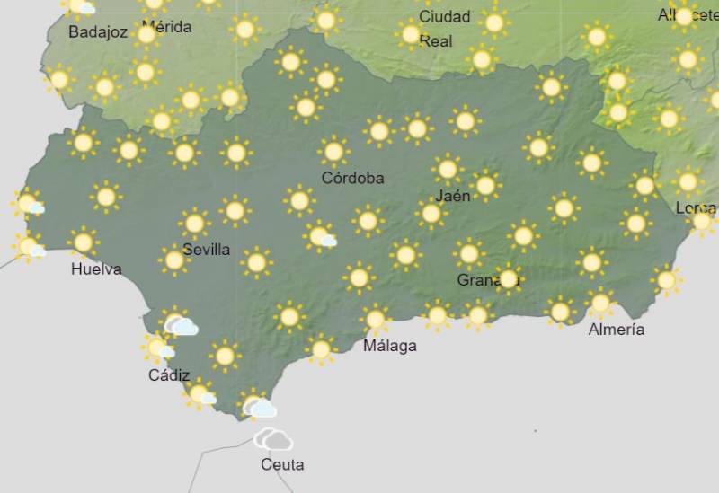 Andalusia weekly weather forecast January 29-February 4: Warm, with some strong winds and cloud