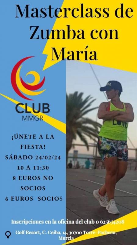 February 24 Join in the Zumba Master class at Club MMGR Mar Menor Golf Resort