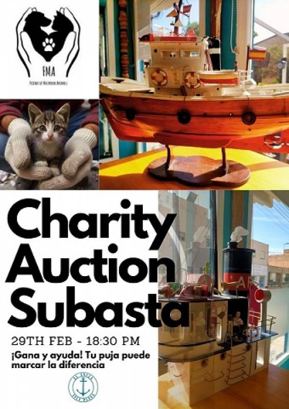 February 29 Friends of Mazarron Animals Charity Auction at Bar El Ancla Isla Plana