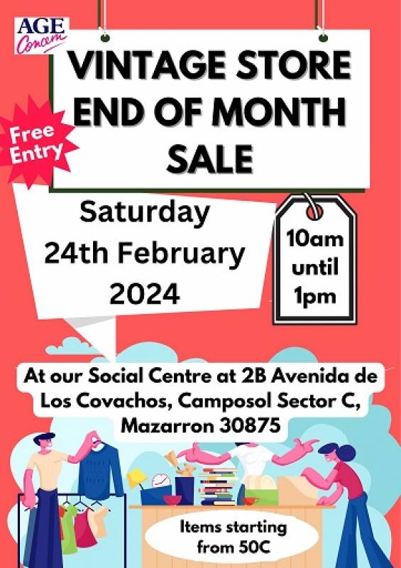 February 24 Age Concern Vintage store crazy January end of month Sale Camposol Sector C