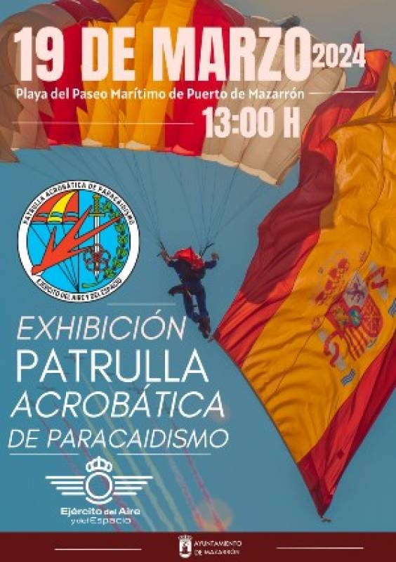 March 19 Paratroopers skydiving exhibition Puerto de Mazarron