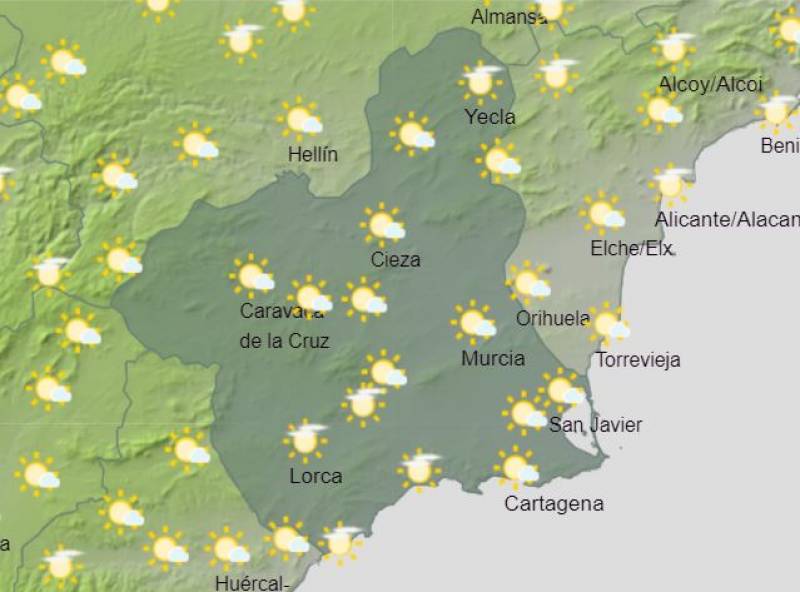 Murcia weather forecast for the start of spring March 18-24