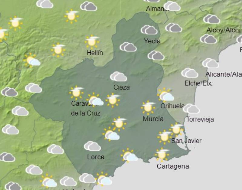 Sun, wind and falling temperatures: Murcia weekend weather forecast March 21-24