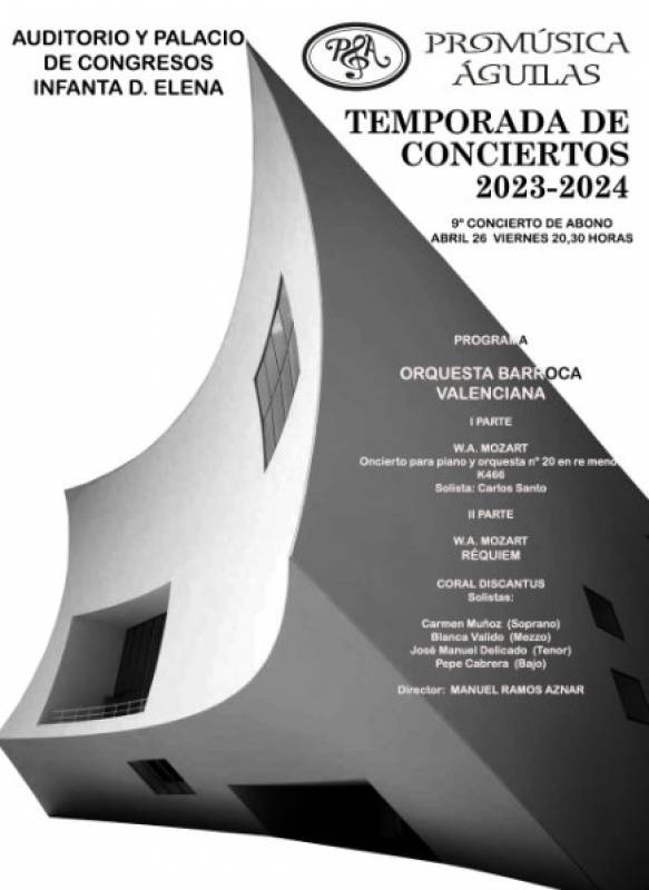 April 26 The Valencia Baroque Orchestra and the Discantus Choir perform Mozart in Aguilas