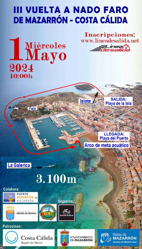 MAY 12 OPEN WATER SWIMMING RACE AROUND PUERTO DE MAZARRON LIGHTHOUSE