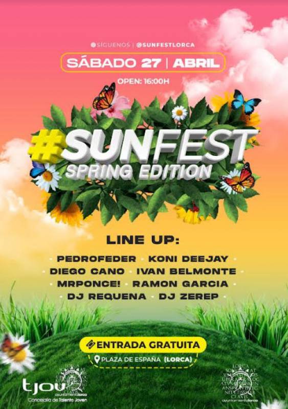 April 27 Free Sunfest Spring Edition music festival for young adults in Lorca