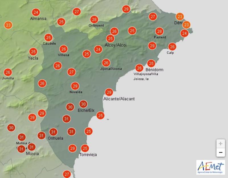 Temperatures soar past 30 degrees: Alicante weather forecast May 13-16