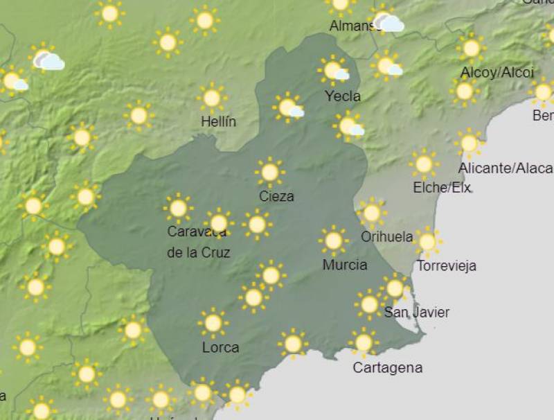 Rain forecast for the weekend: Murcia weather May 16-19