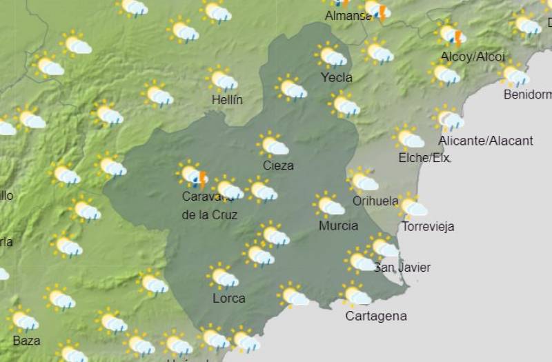 Rain forecast for the weekend: Murcia weather May 16-19