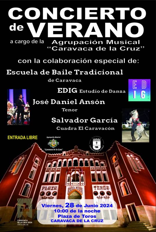 June 28 summer concert in Caravaca de la Cruz
