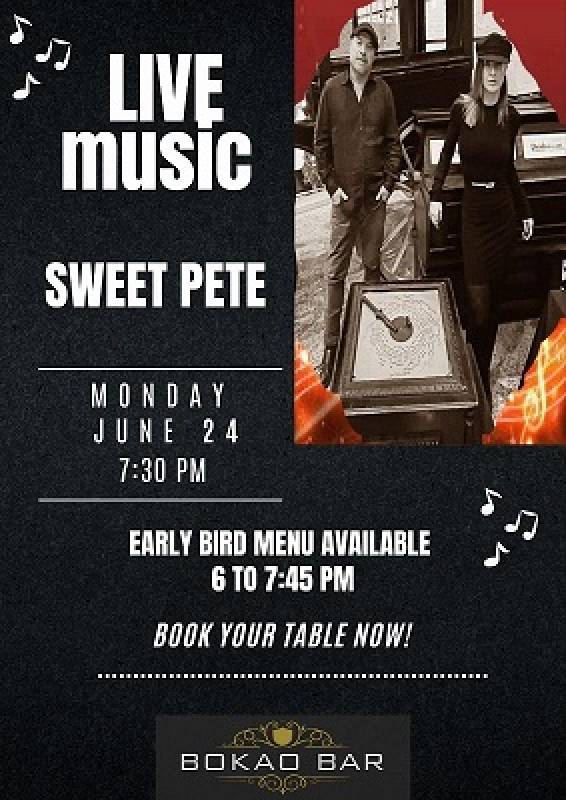 June 24 Early Bird menu with music by Sweet Pete at the Bokao Bar, Condado de Alhama Golf Resort