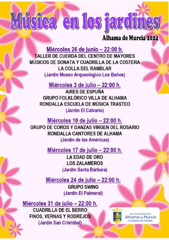 July 31 Free concert in the Jardín San Cristóbal in Alhama de Murcia